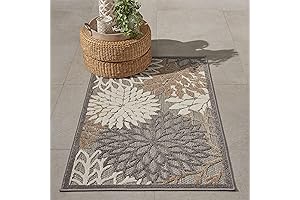 Nourison Aloha Indoor/Outdoor 30 x 45 Rug: Natural Tropical Botanical