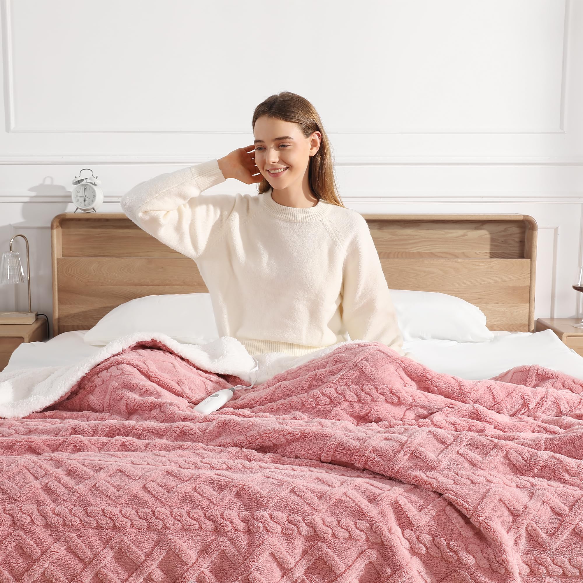 Zorvixia Pink Heated Blanket King Size