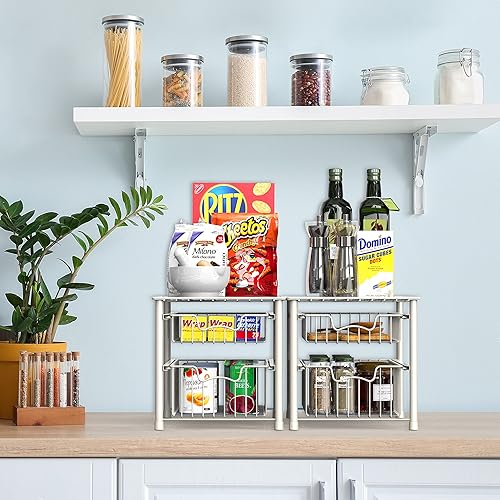 Miniatura 8 de Simple Houseware Cajón apilable de 2 niveles, color blanco