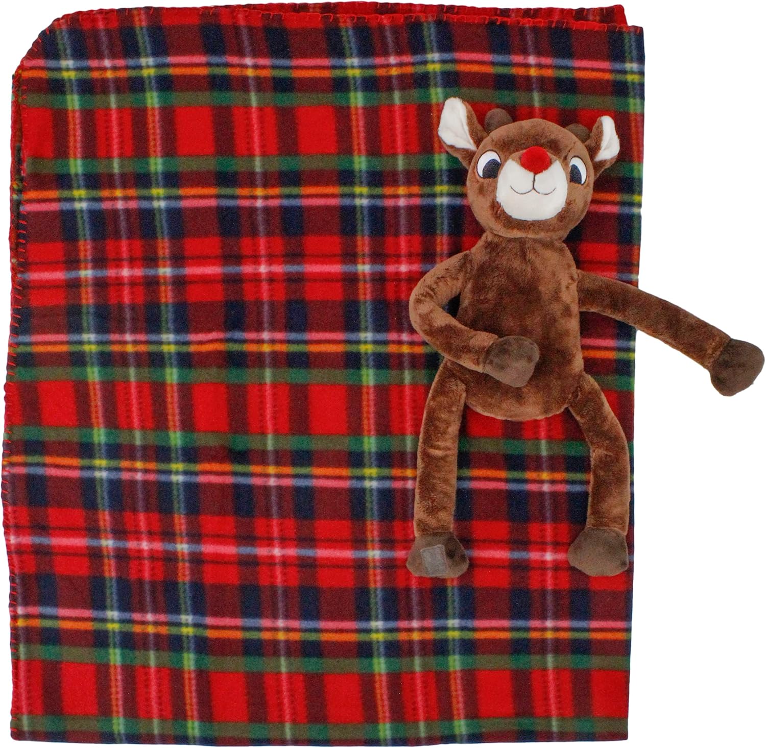 Rudolph The Red-Nosed Reindeer | 13" Holiday Rudolph with 50" x 60" Blanket | Officially Licensed Collectible Plush and Throw Bundle Brown