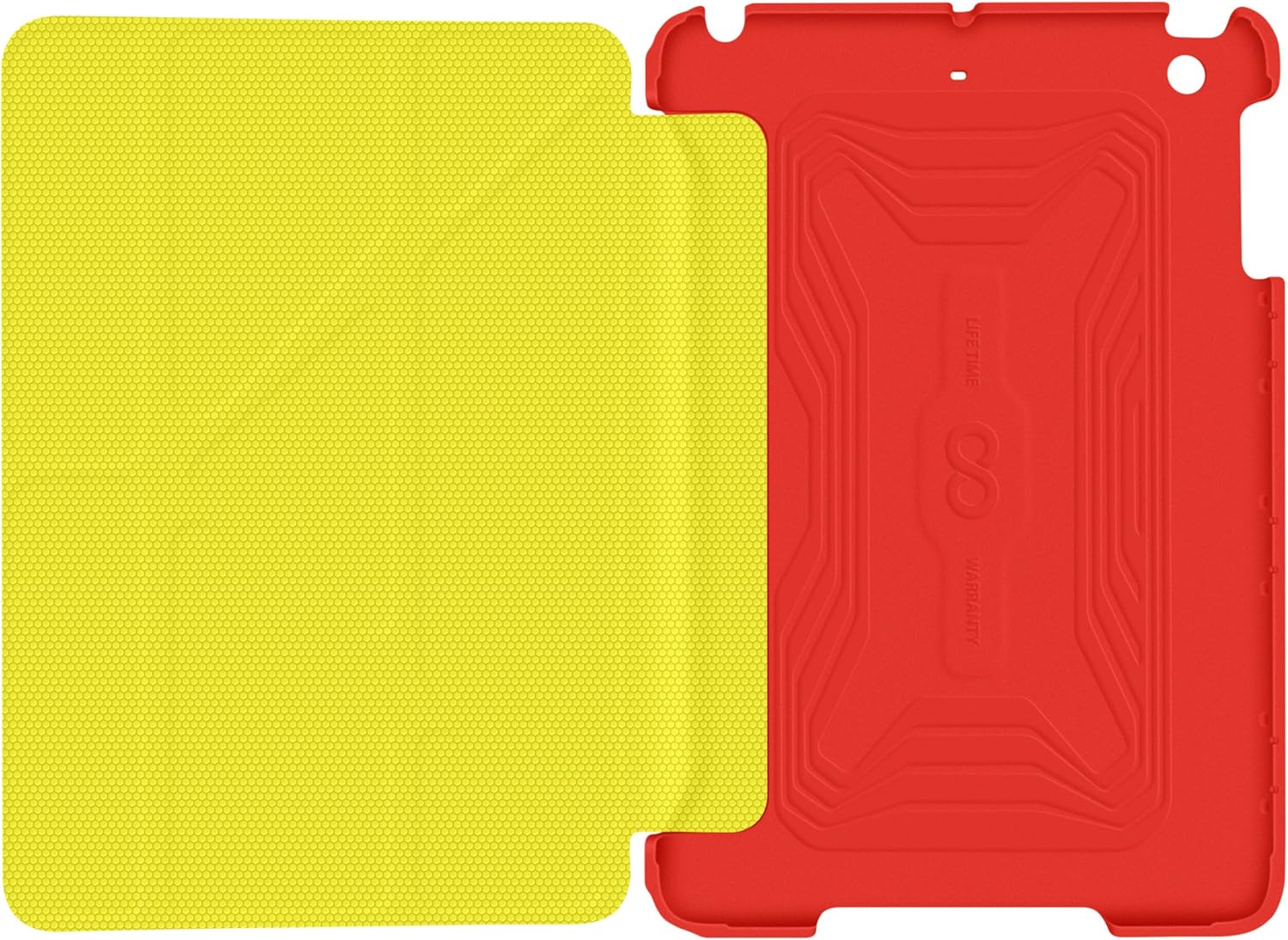 roocase iPad Mini 3 Case - Origami 3D iPad Mini Slim Shell Case Smart Cover with Sleep/Wake [Features Landscape, Portrait, Typing Stand] for Apple iPad Mini 3, 2 & 1, Testarossa Red/Tangerine Yellow