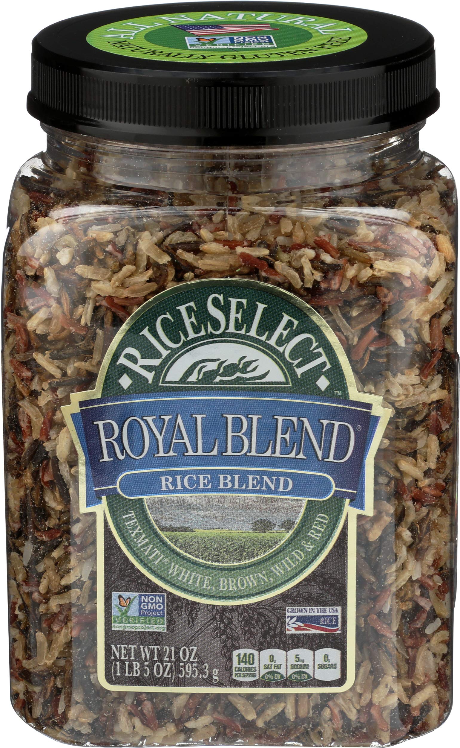 RiceSelect Royal Blend, Texmati White, Brown, Wild, and Red Rice, 21 oz Jar