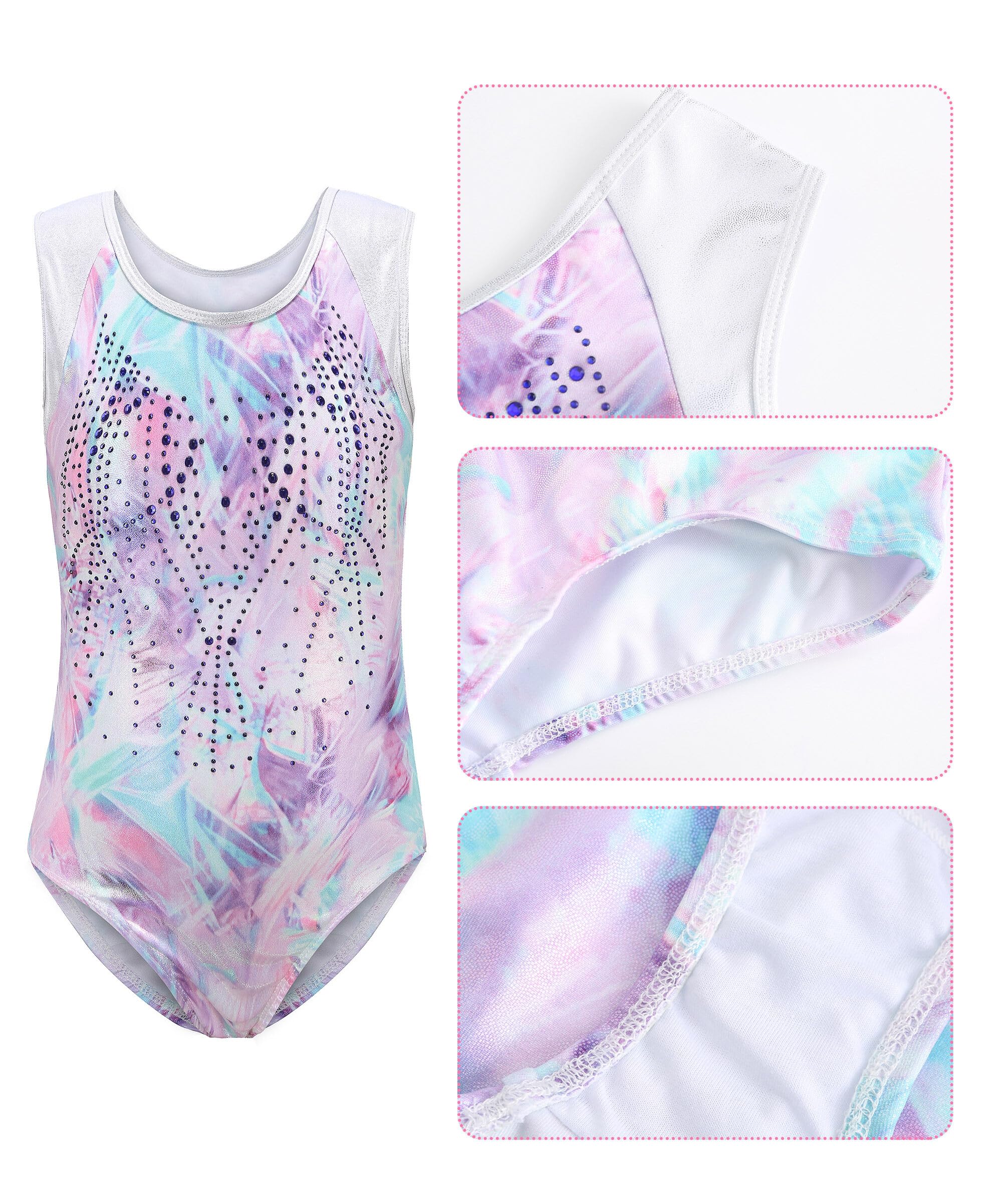 SEAUR Justaucorps de Gymnastique Fille Tenues de Gymnastique Body avec Short Bandeau Leotard de Ballet Danse Patinage pour Enfant 5-12 Ans