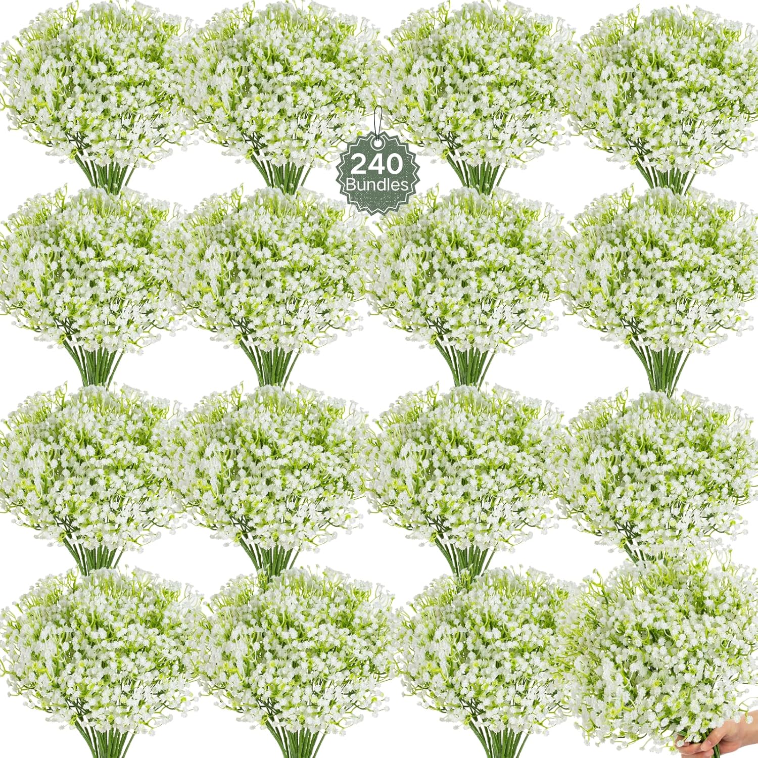 ASTRYAS Babys Breath Artificial Flowers, 240Pcs Real Touch Babys Breath Flowers Artificial Bulk for Wedding, White Gypsophila Bouquets Faux Flowers for Wedding Floral Arrangement Party Home Decoration