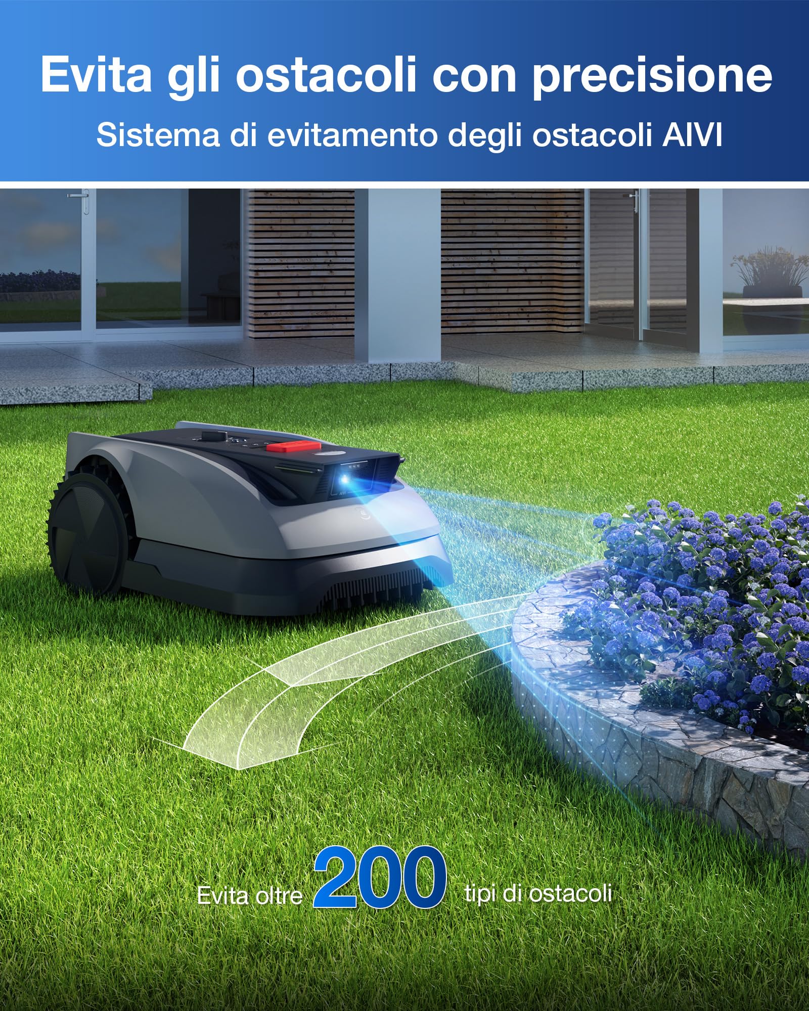 ECOVACS Goat O600 RTK Care Kit Robot Tosaerba Senza Cavi Perimetrali, per Aree Fino a 600 M², Navigazione RTK+Vision, Evita Ostacoli con IA, Controllo via App, Passaggio in Spazi da 0,7 M