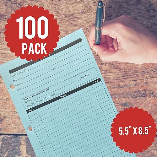 Miniatura 3 de Libro de registros de clientes para estilista, tarjetas de inserción de carpeta de estilista azul (100 por paquete, 5.5 x 8.5 pulgadas), tarjetas de