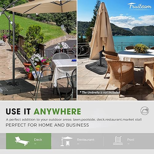 Miniatura 8 de FRUITEAM 4 bases de sombrilla de patio resistentes, capacidad de 190 libras, soporte de peso pesado con boquillas de fácil llenado para agua o arena