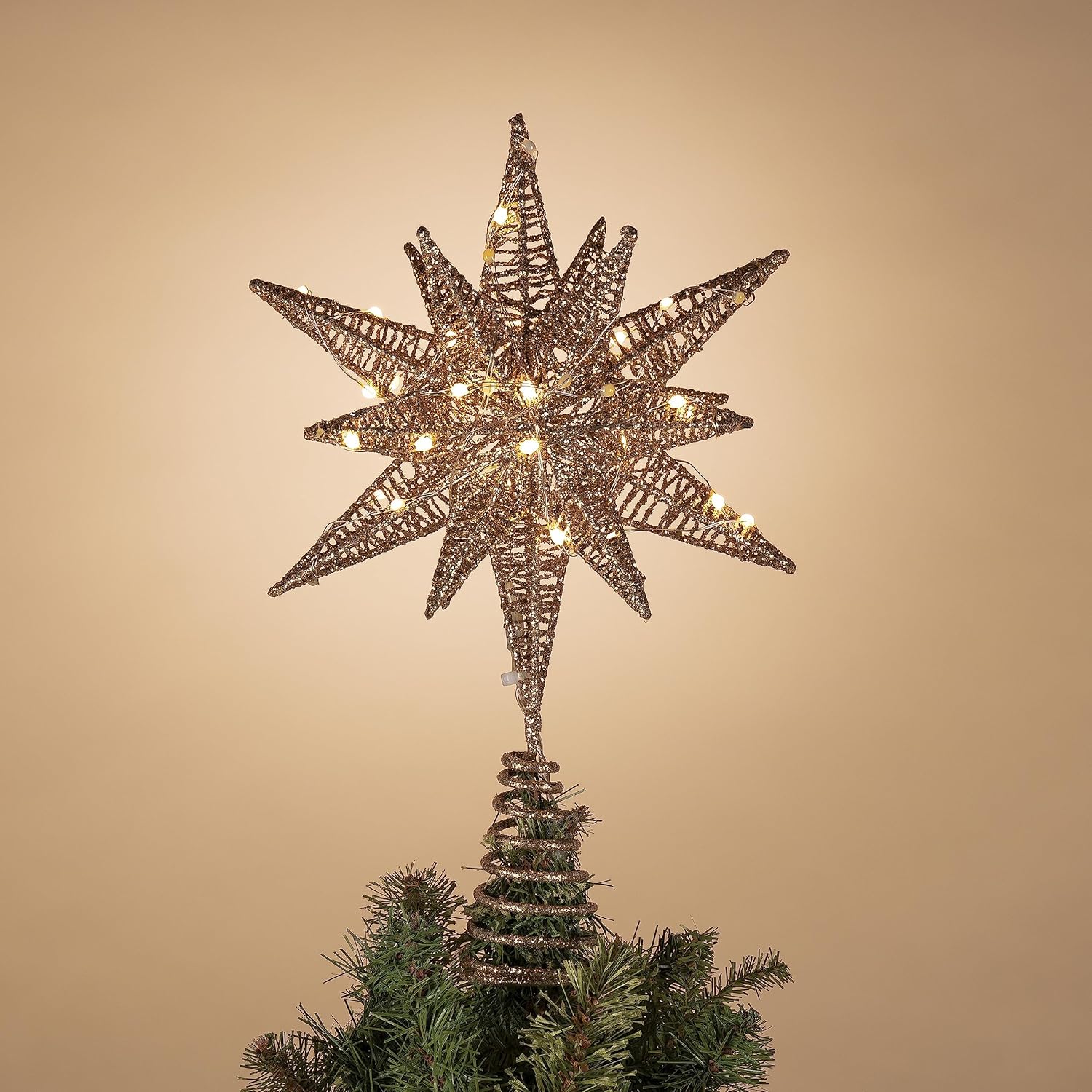 Gerson Company 10" H Electric Gold Starburst Tree Topper