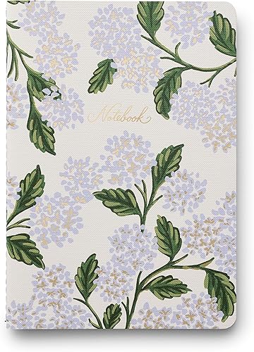 Miniatura 3 de RIFLE PAPER CO. Juego de cuadernos cosidos de hortensias, juego surtido de 3 cuadernos, 64 páginas rayadas con tinta dorada, cubierta de papel de