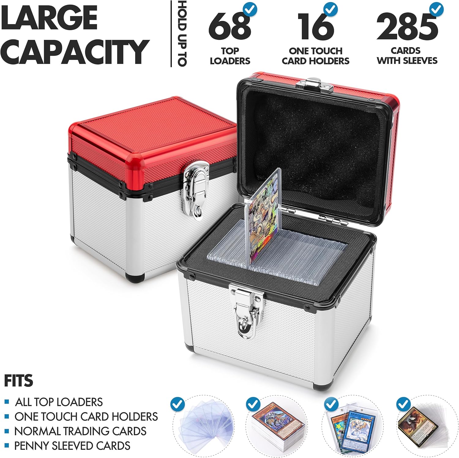 FunGuys Toploader Storage Box, Sports Card Storage Case, Top Loader Storage Boxes, Trading Card Case Holds 60+, One Touch Holder