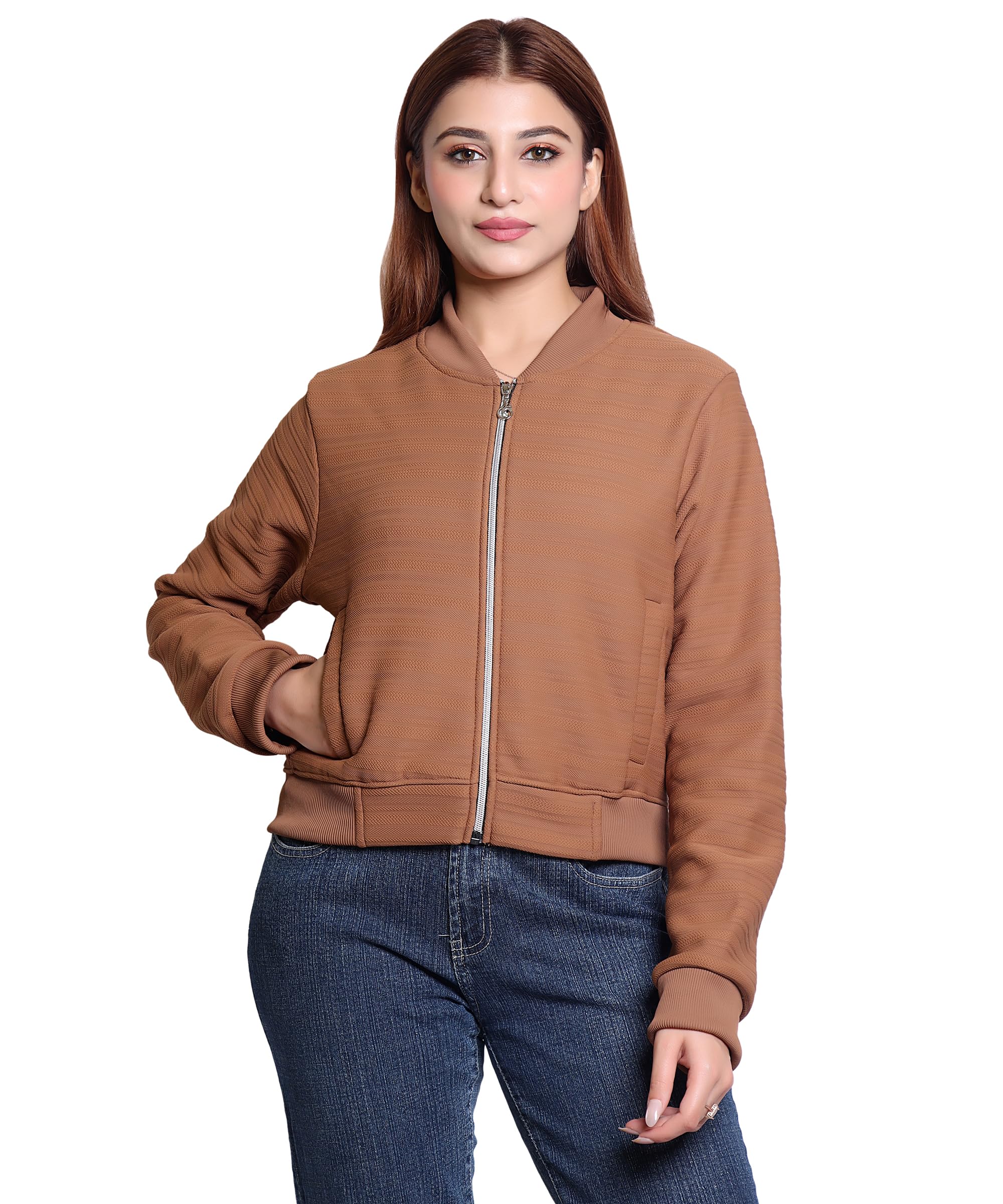 brazo Women's Full Sleeve Knitted Zip-Up Jacket-picture-31