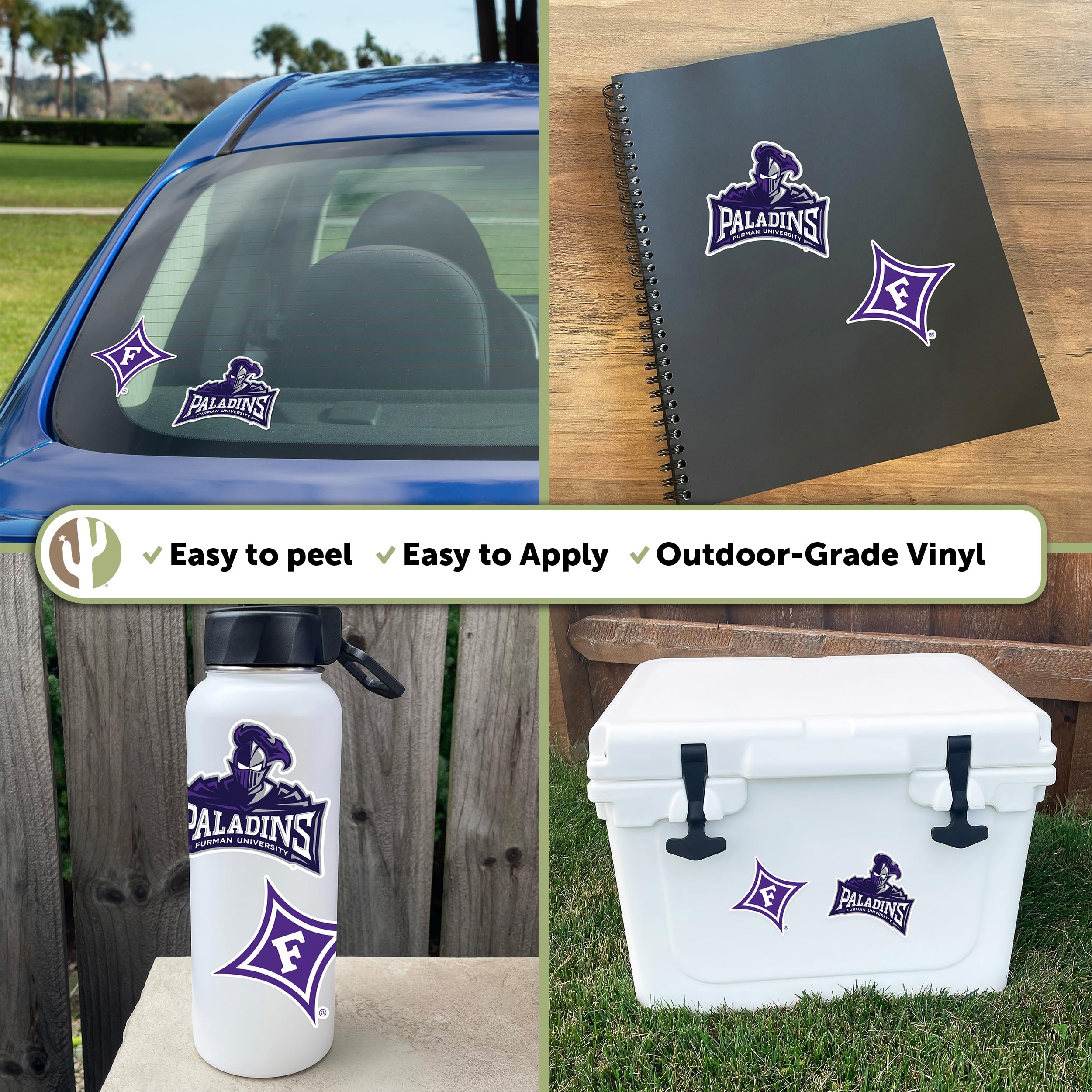 Furman University Sticker Sheet - Officially Licensed NCAA Vinyl Decals For Laptop, Water Bottle, Car, Scrapbook (8.5" X 11")