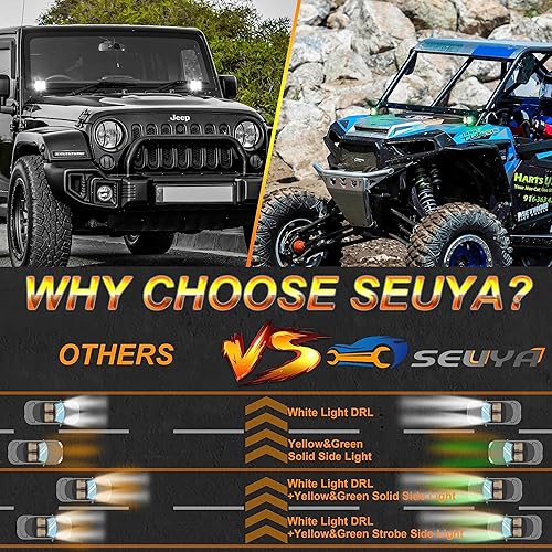 Miniatura 8 de Luces LED laterales con luces LED amarillas y verdes para todo terreno, luces estroboscópicas de doble color para camión, granja, tractor, ATV, UTV,