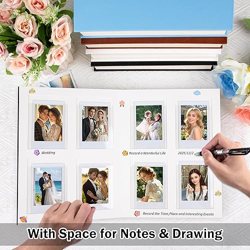 Miniatura 3 de Ruibytree Álbum de fotos de 128 bolsillos con espacio de escritura y ventana frontal, libro de imágenes de 3 pulgadas para Polaroid, compatible