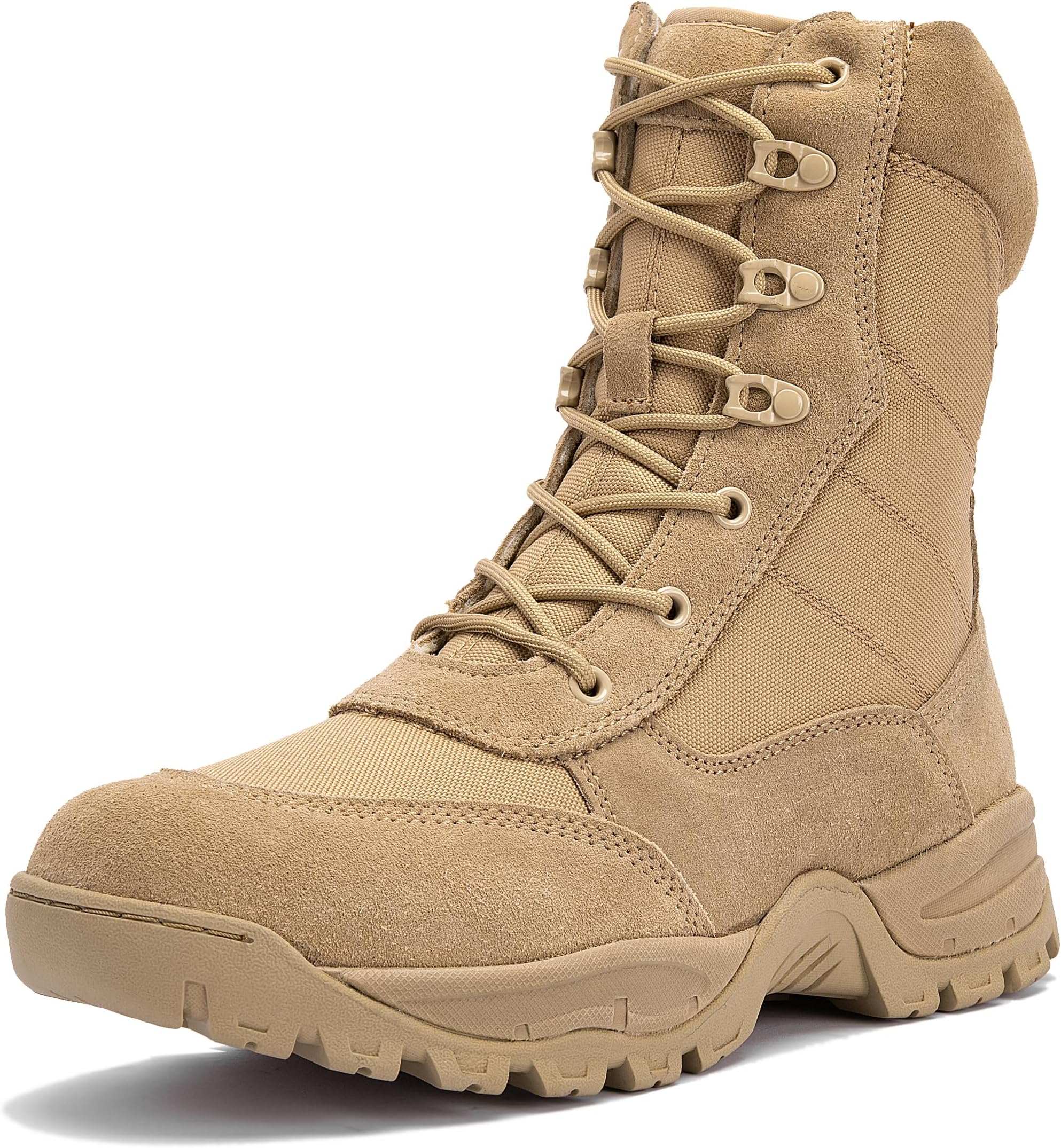 Men's 8 Inches Military Tactical Work Boot With Side Zipper - Lightweight Army Combat Desert Boot for Outdoor Use
