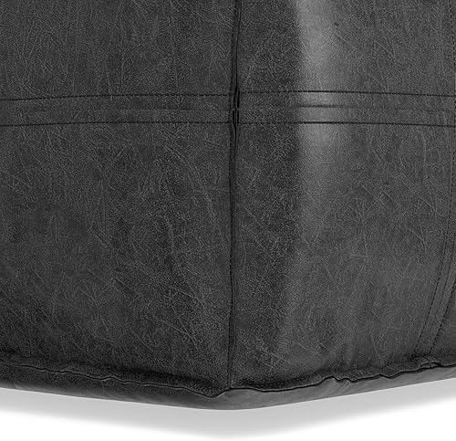 Miniatura 117 de SIMPLIHOME Brody - Puf cuadrado grande de 30 pulgadas de ancho, color gris envejecido, otomana de piel sintética vegana, reposapiés o asiento