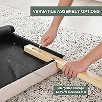 Vista 5 de Kingfun Cabeceras con diseño moderno de botones, cabecera de cama tapizada y acolchada de tela de lino premium, cabecera de madera maciza ajustable