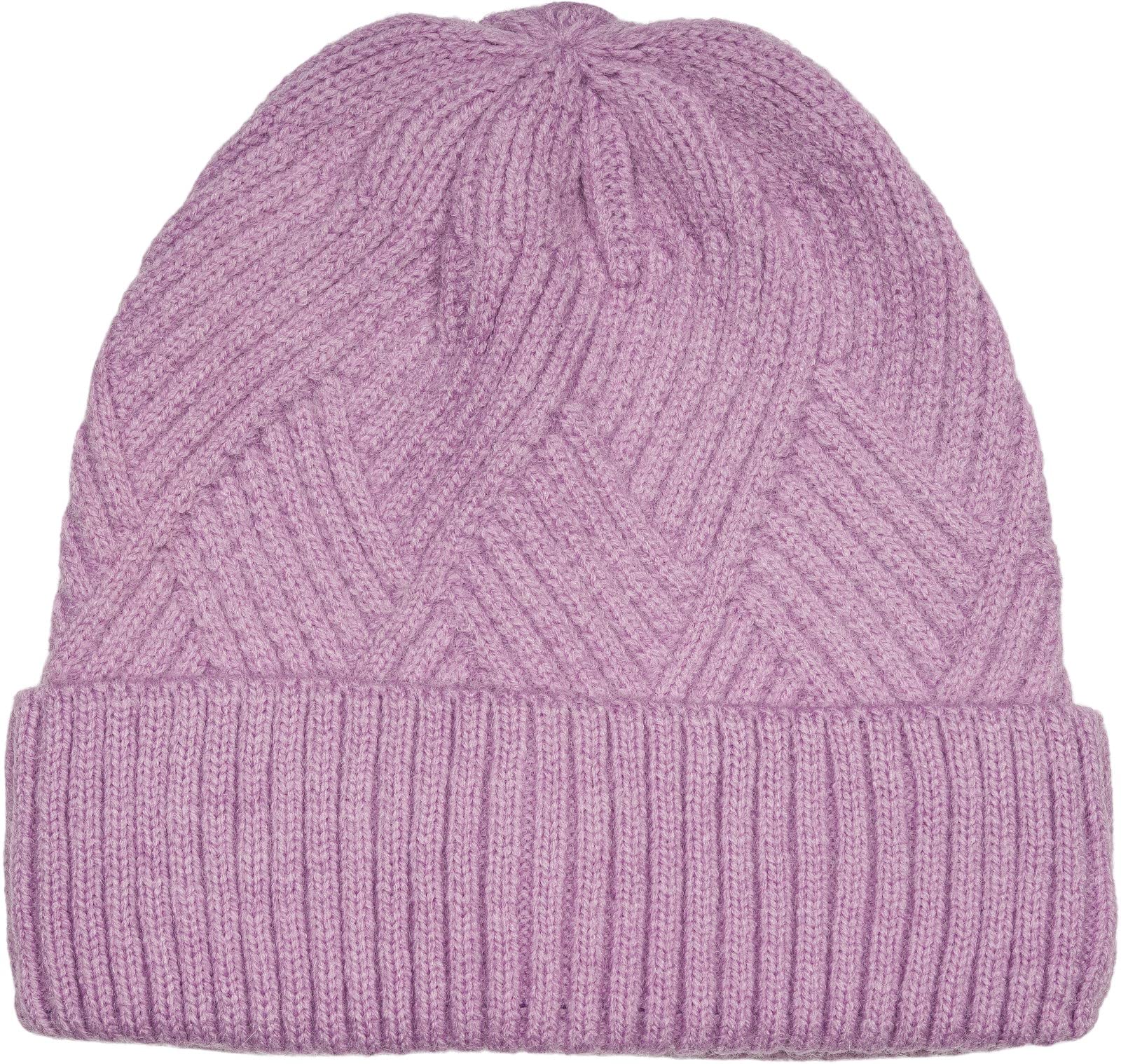 styleBREAKER Ladies Knitted Beanie with Diamond-Shaped Ribbed Pattern and Wide Brim, fine Knit Beanie, Knitted Beanie 04024192, Colour:Lilac