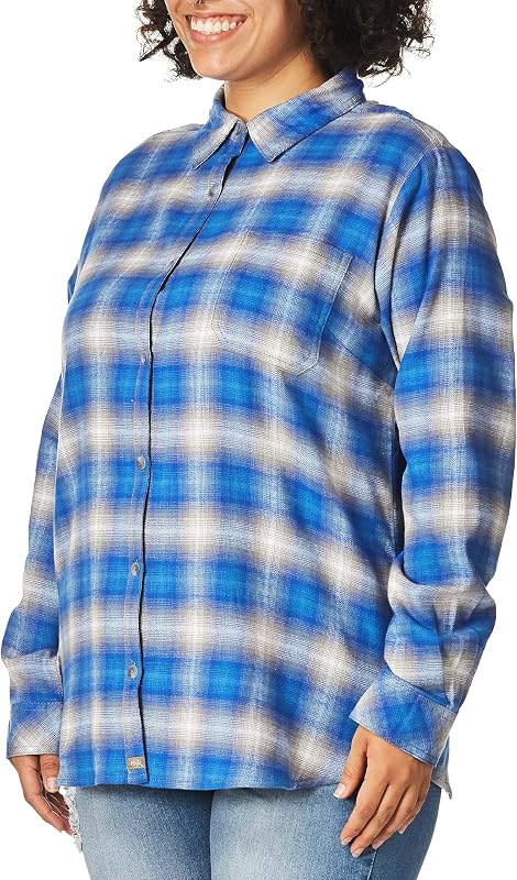 Dickies Women's Plus Long Sleeve Plaid Flannel Shirt