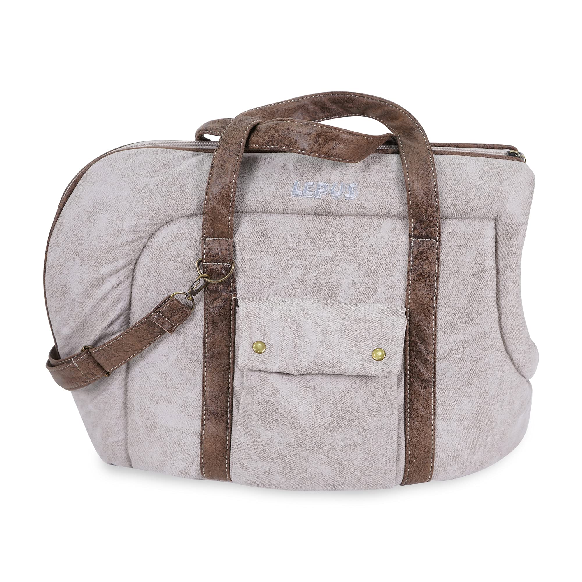 SUSSEXHOME Trasportino per animali domestici di piccola taglia e gatti – Borsa da viaggio semiaperta lavabile per animali domestici – Borsa da viaggio per gatti – 24 x 30 x 33 cm – beige-marrone
