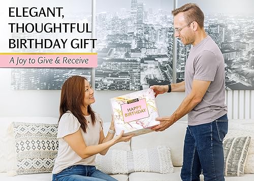 Miniatura 7 de Cesta de regalo de cumpleaños para mujer, cesta de regalo de feliz cumpleaños para ella, con almohada de espuma viscoelástica, manta, vela,