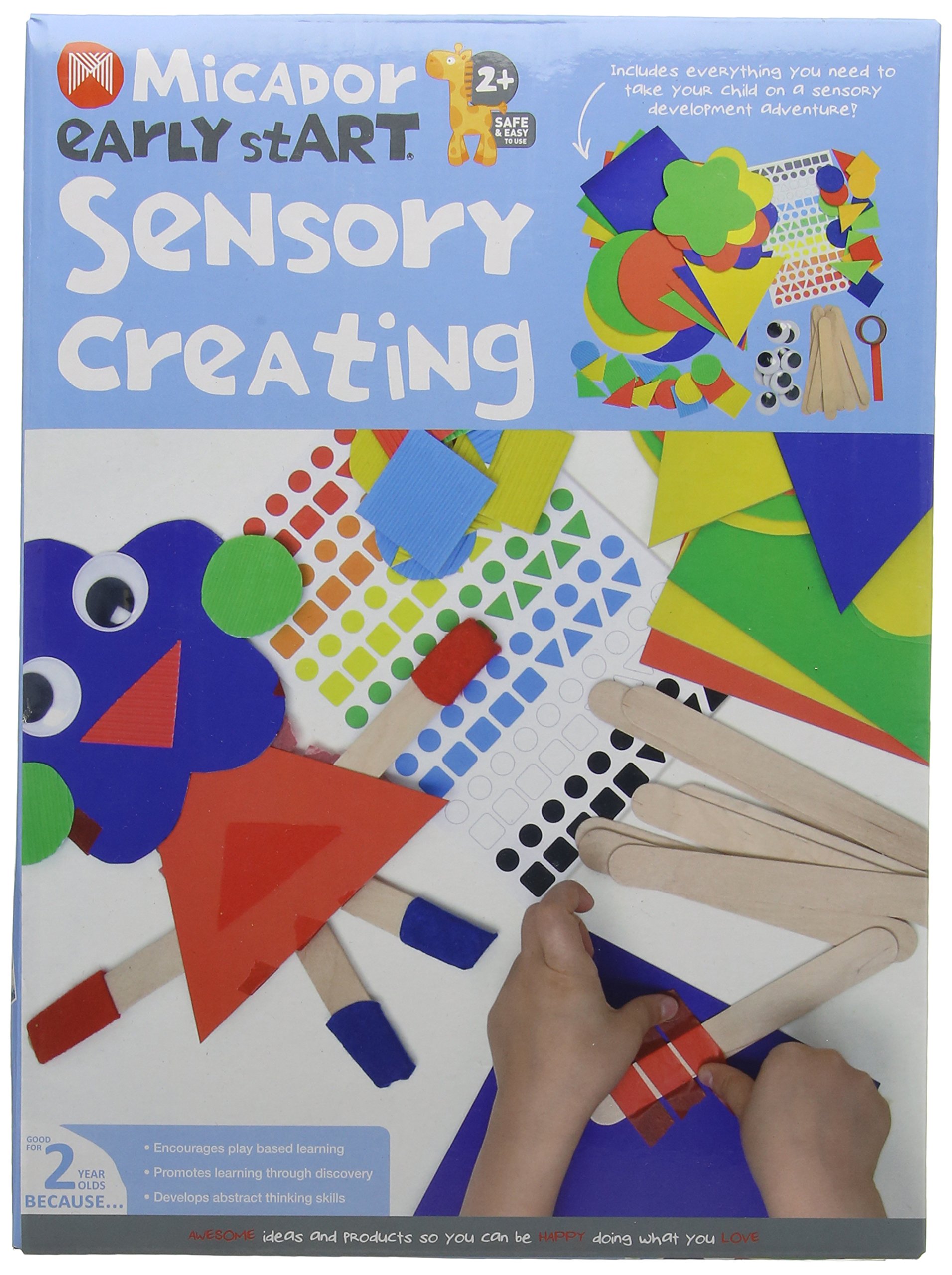 Micador early stART Sensory Creating Pack - Textured Surfaces + Stickers + Craft Sticks - Sensory, Imagination, Play + Fine Motor Skill Development - Ages 2+