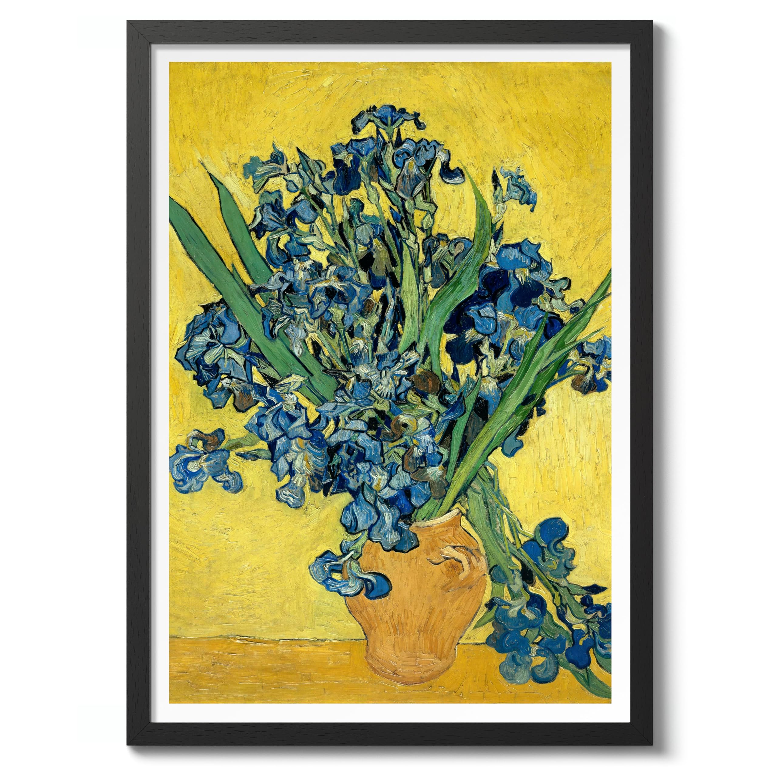 Animato Vase of Irises Vincent Van Gogh Print, Classic Famous Oil Painting Print, Modern Art Exhibition, Home Decor Wall Art, Archival Matte, 50x70cm (Black Frame) - 50x70cm — image 1