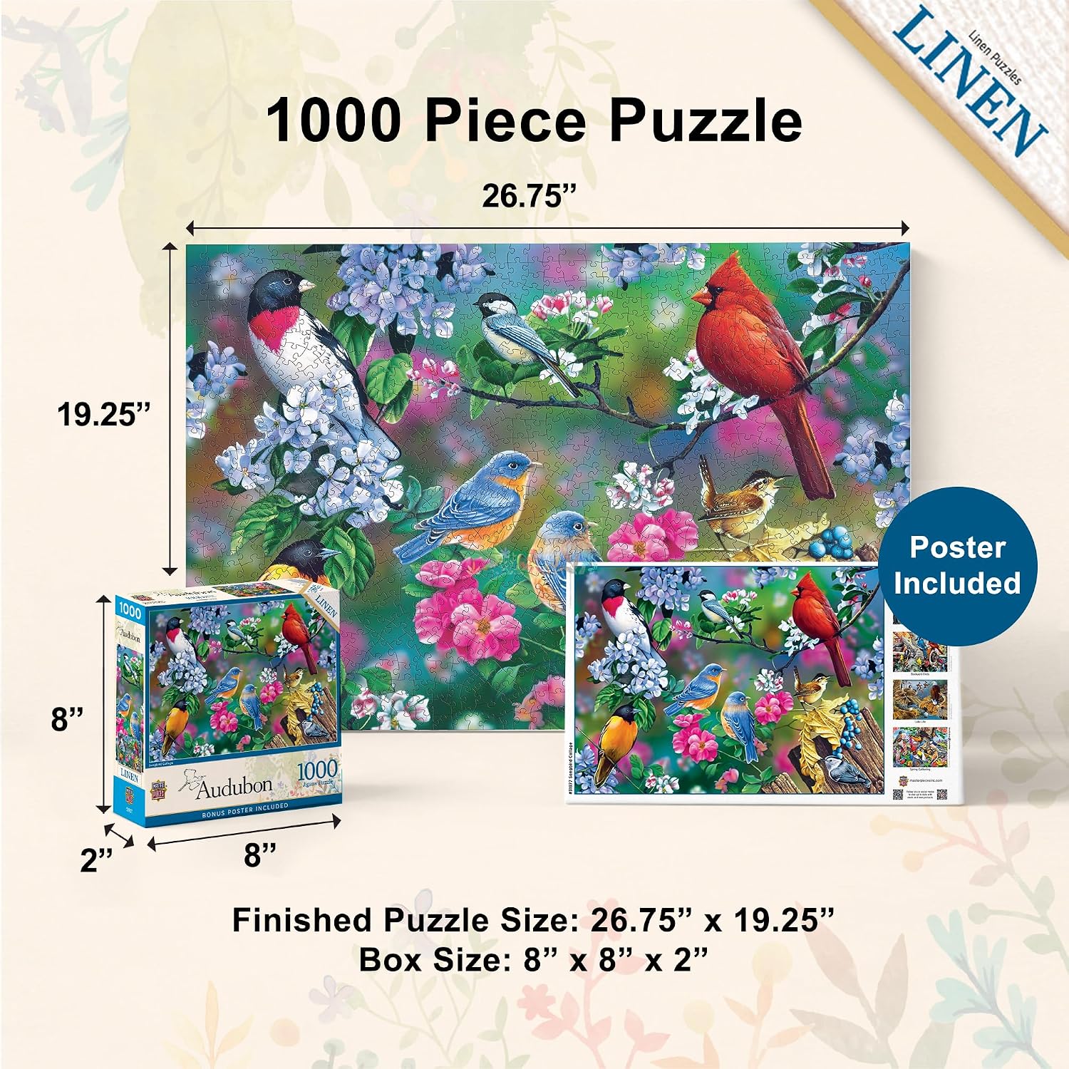 MasterPieces 1000 Piece Jigsaw Puzzle for Adults, Family, Or Youth - Songbird Collage - 19.25"x26.75"