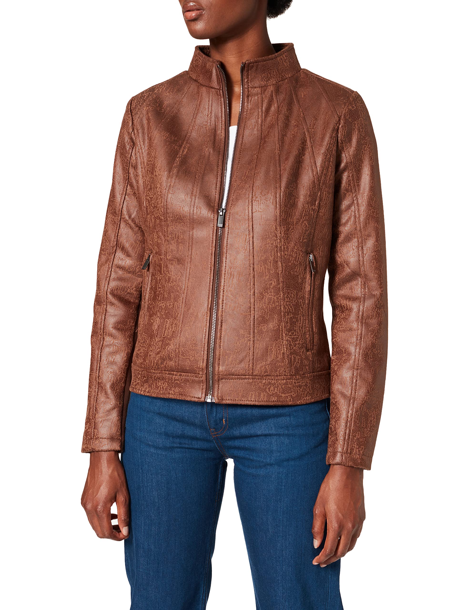 Nuevo Cazadora De Cuero Marron Mujer | Compra Online a Precios Super Baratos
