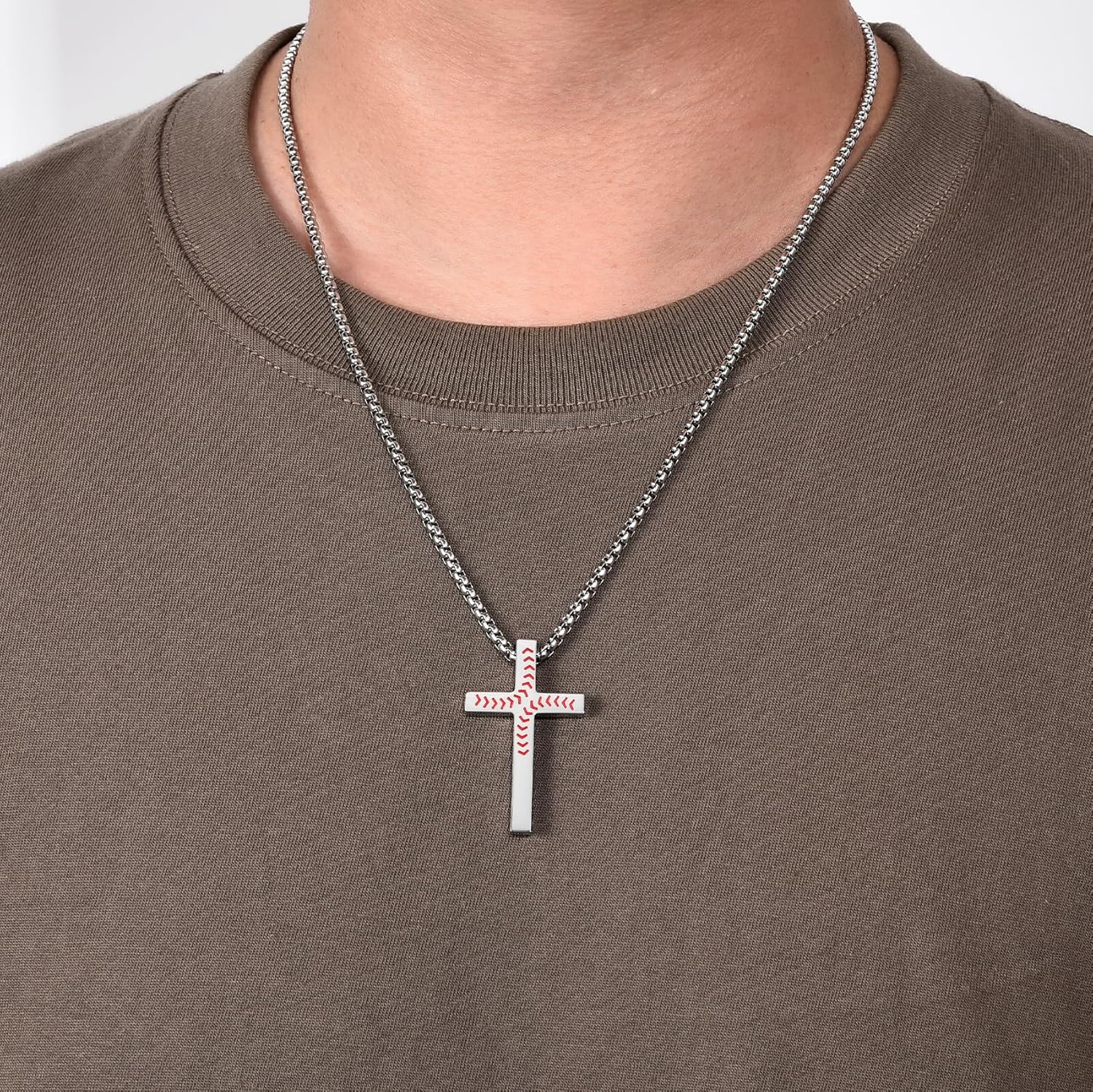 EPIRORA Soccer Baseball Basketball Football Gifts for Boys Men- 20" + 2" Inches Stainless Steel Bible Verse Cross Pendant Necklace, Inspirational Religious Jewelry Gifts for Teen Boy - Image 5