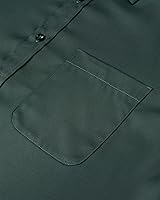 Vista 59 de Alimens & Gentle - Camisas de vestir con bolsillo y manga corta, de color liso y sin arrugas, estilo casual con botones, para hombres