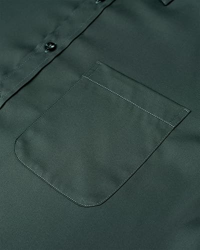 Miniatura 59 de Alimens & Gentle - Camisas de vestir con bolsillo y manga corta, de color liso y sin arrugas, estilo casual con botones, para hombres