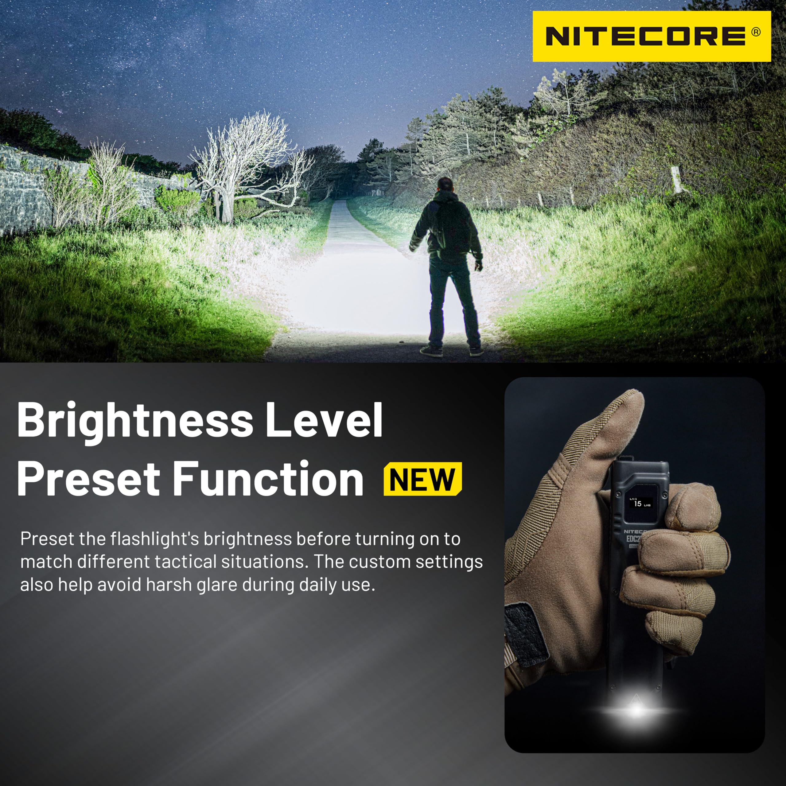 NITECORE EDC27 UHi 3100 Lumen Lampe torche EDC ultra fine haute performance avec porte-clés rétractable, Noir