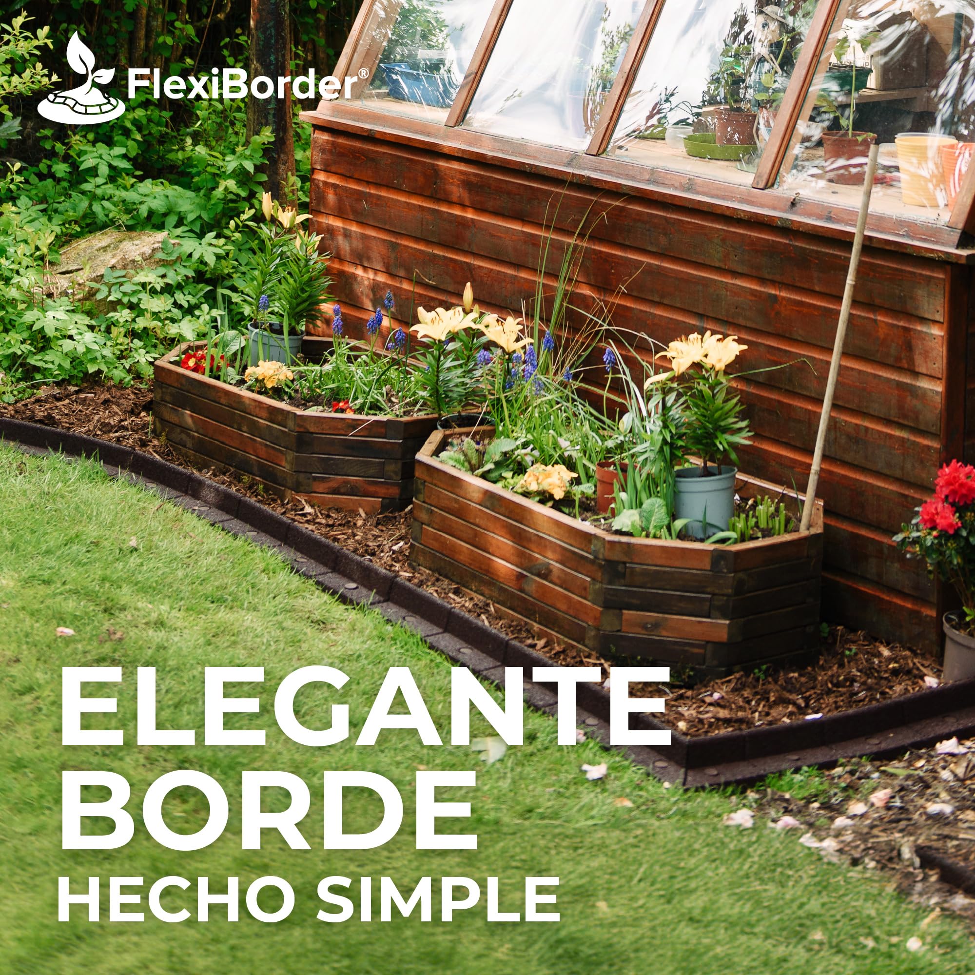 EcoShape FlexiBorder – el Sistema Flexible de Bordes de césped (6 x 1 Metro, Gris)