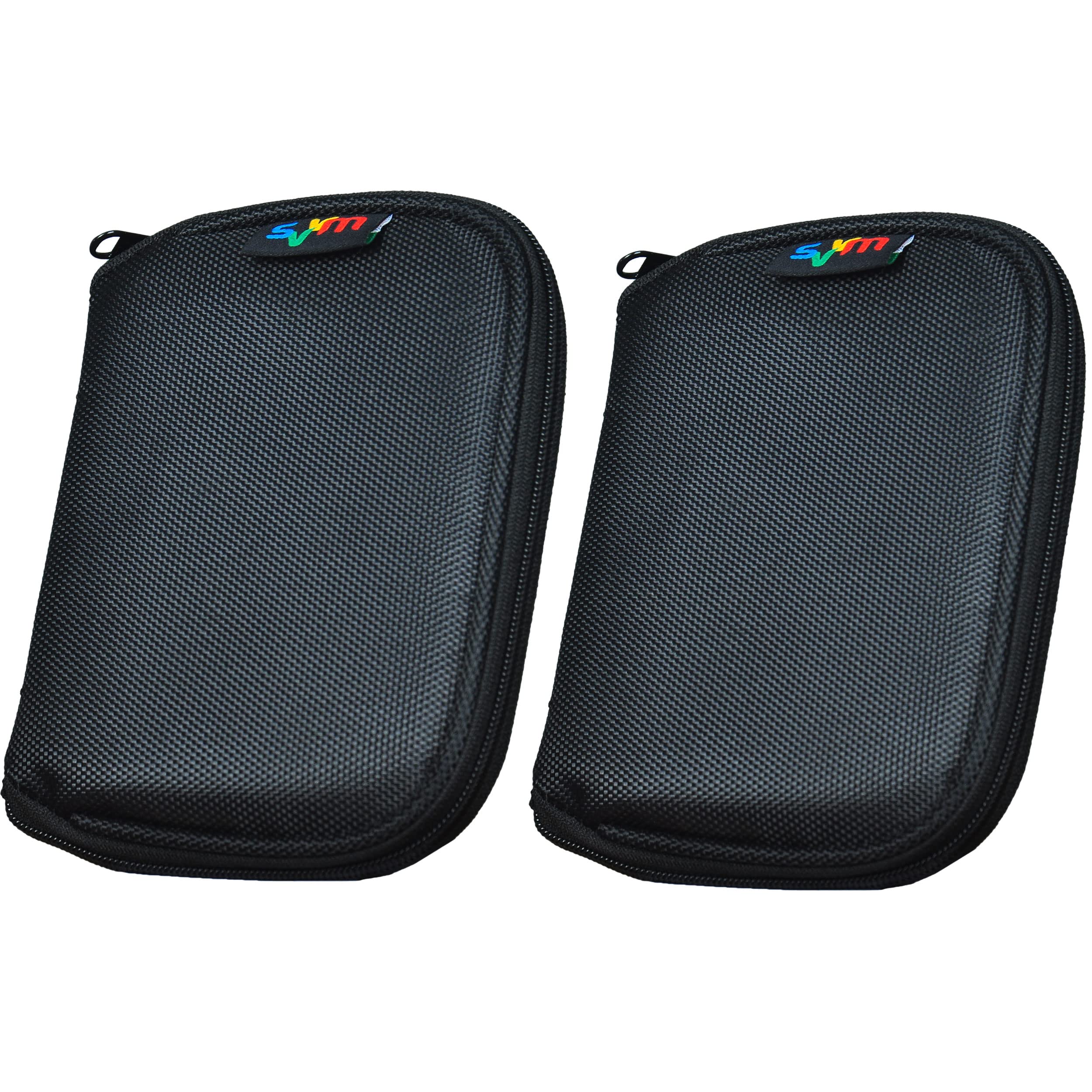 SVVM External Hard Disk Pouch for 2.5inch Seagate | Western Digital | Toshiba | Sony | USB Cable | Power Bank | Mobile Charge | Earphone | Earbuds | Case Cover Portable Storage (Pack 2, Black)