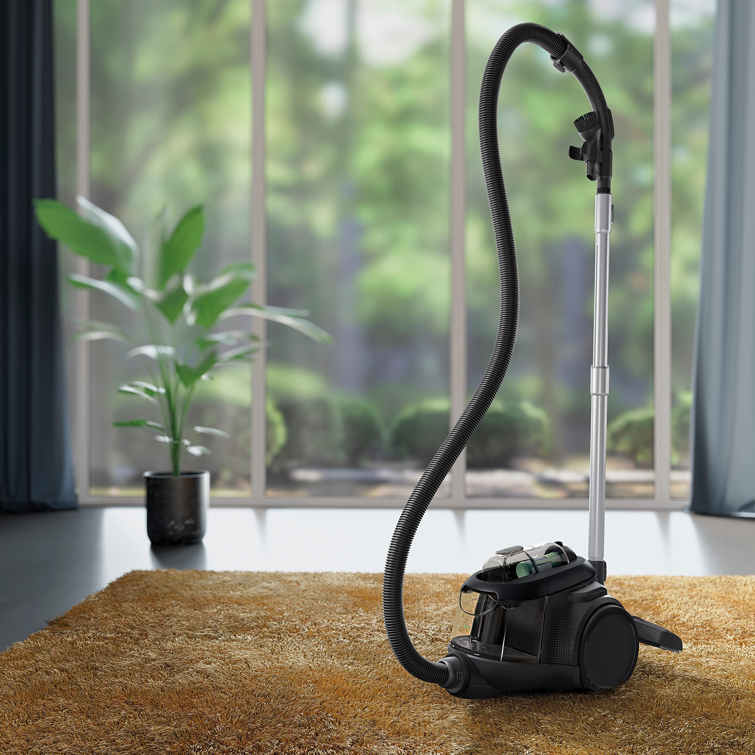 AEG CLEAN 6000 ÖKO Staubsauger beutellos, ETM Testsieger, 60 Prozent Recyclingmaterial, 550 W, Zusatzdüsen, Softräder, 74 dB(A), 12 m Aktionsradius, 1,6 l Staubbehälter, Schwarz, AL61C2ÖKO