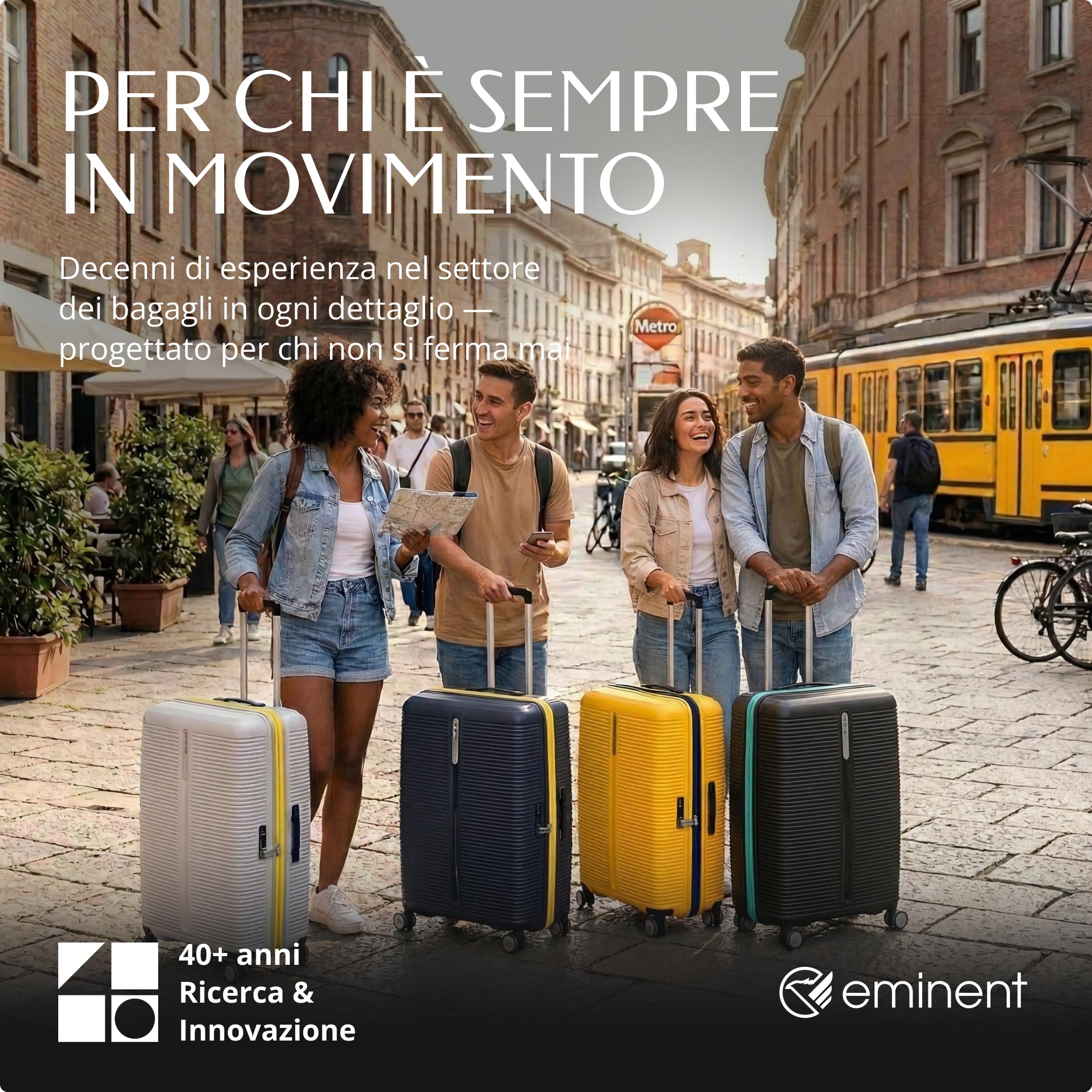 Eminent Finno Valigia Grande 23 kg da Stiva, Trolley XL 158 cm Leggero | Valigia grande XXL rigida, 3,9 kg, 110L, 158 cm per 23 kg da stiva, espandibile 77x51x30/34, polipropilene, Nero