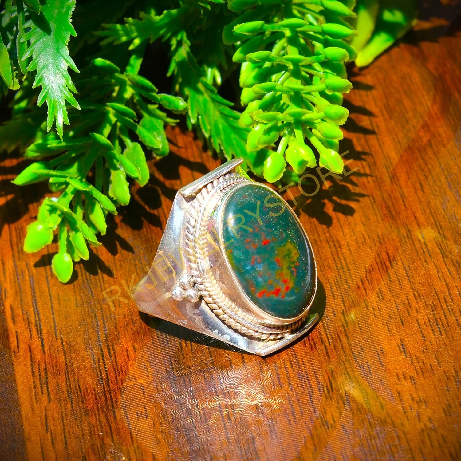 Bloodstone 925 Sterling Silver Handmade Stacking Ring Unique Stone Ring Christmas Gift Jewelry For Women