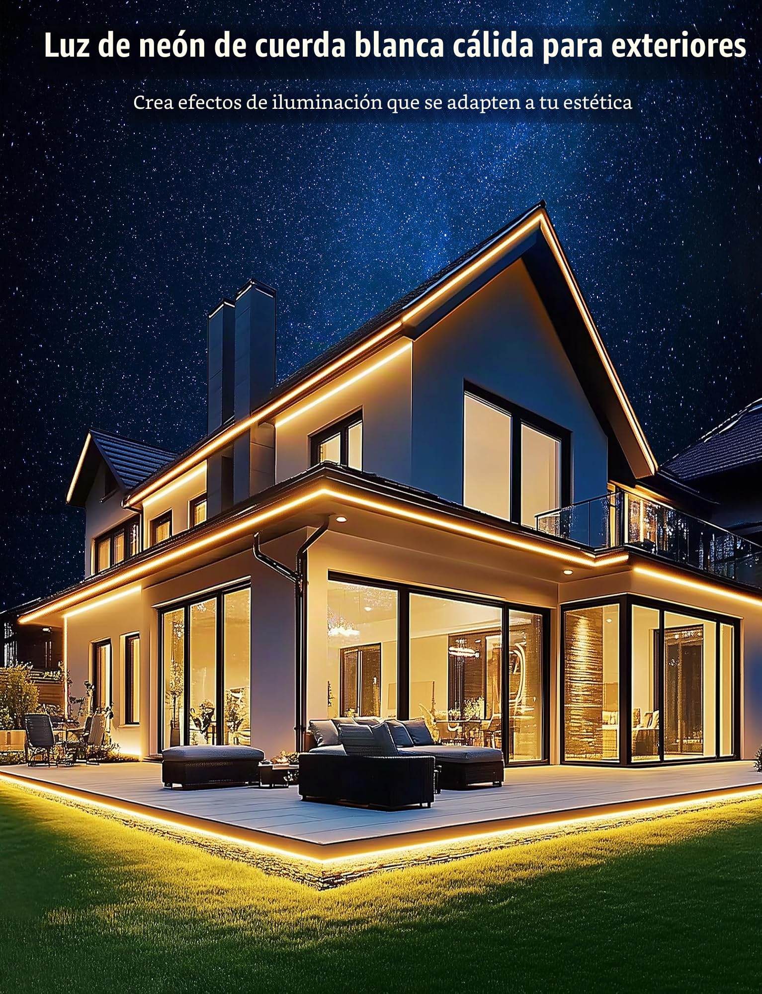 Lamomo Tira de LED de 30 m, luz blanca cálida, regulable, tira de luces de neón, impermeable, 3000K, silicona, bricolaje, flexible, 24V, tira de luz con fuente de alimentación y controlador para