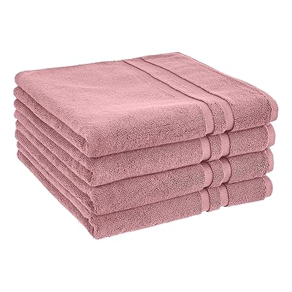 Amazon Basics GOTS Certified Organic Cotton Bath Towel - 4-Pack, Dusted Orchid