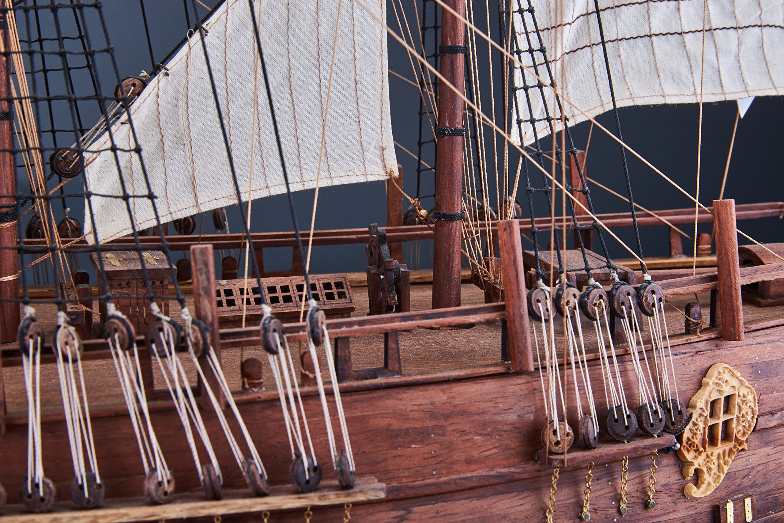 匠心船说纯手工收藏奋进号木质仿真古帆船船模摆件展览级（A） Hms