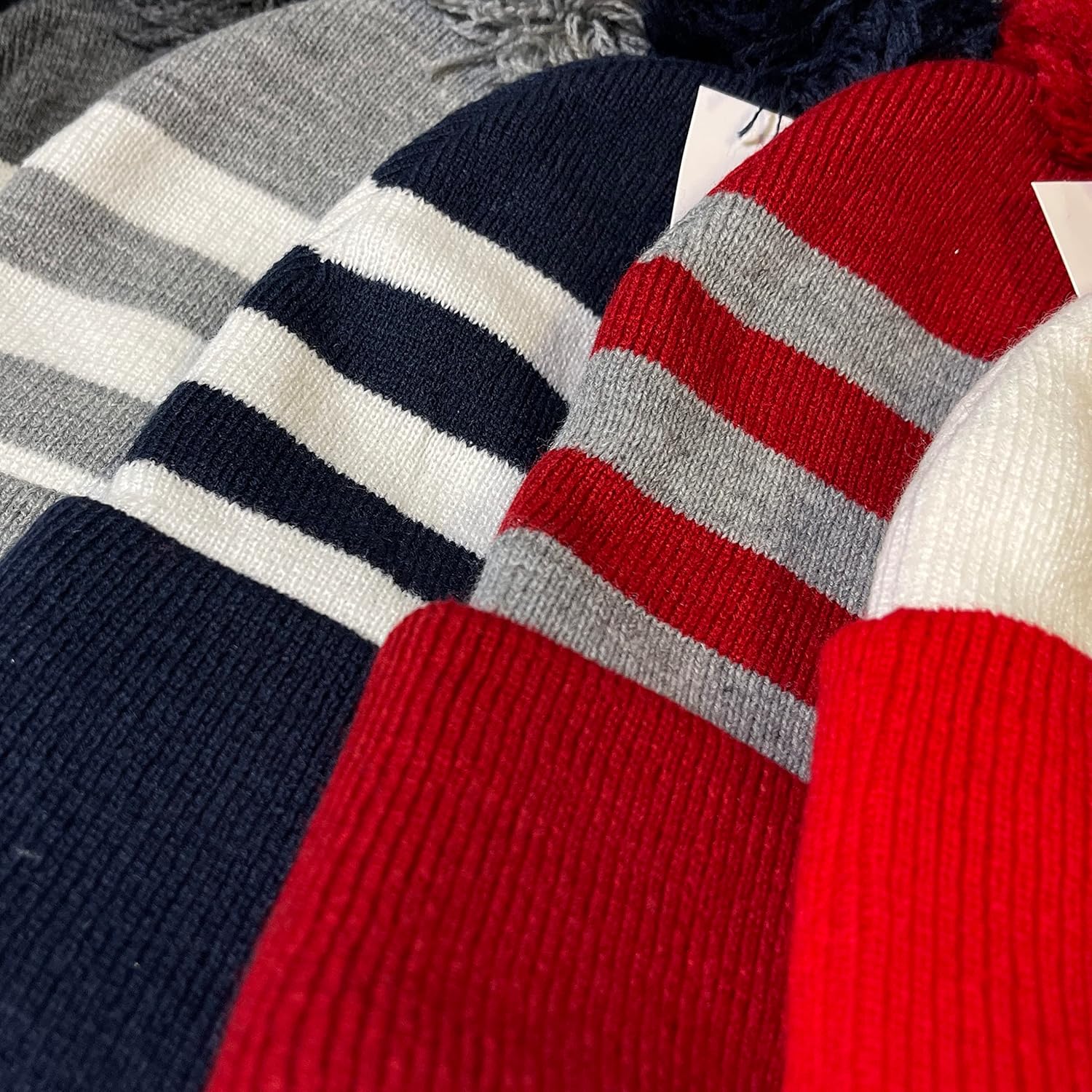 COUVER Striped Knit Warm Beanie with or Without Pom Pom Winter Hats - Image 4