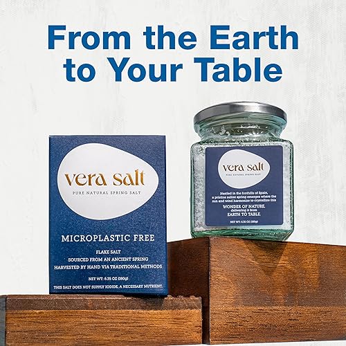 Miniatura 5 de Vera Salt Flake Spring Salt Flake - Tarro de vidrio de 6.35 oz - Copos de sal con acabado gourmet de España - Cristales blancos cosechados a mano