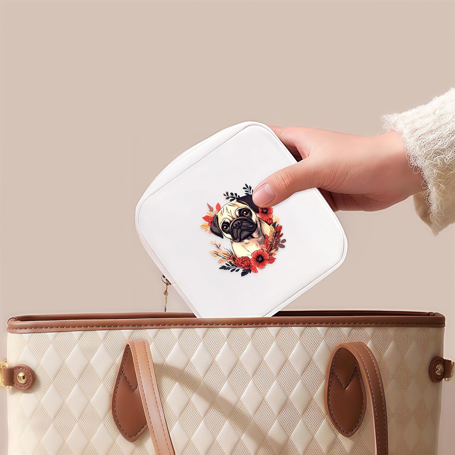 Pug Mini Makeup Bag, Pug Gift For Women Girls, Cute Portable Zipper Pouch Cosmetic Bag For Teen Girls Kids, Small Storage Bag For Sanitary Pad, Period napkin bag! - Image 5