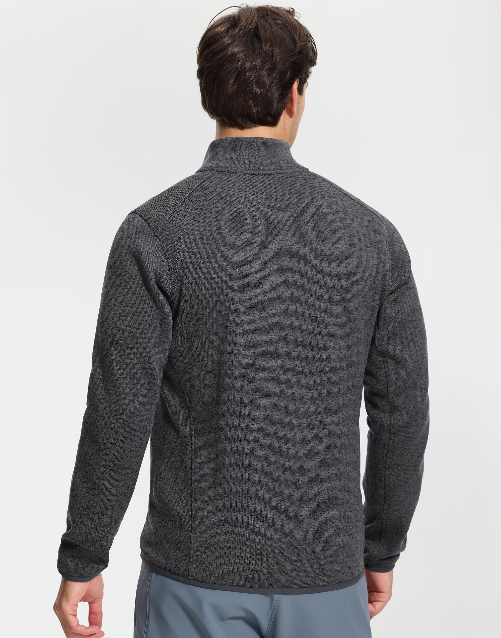 Herren Fleecejacke Strickjacke Ohne Kapuze Pullover Wandern Alltag | 100% Polyester,Antistatisch,Atmungsaktiv,5Taschen,Winddicht,Stehkragen,ElastischerSaum,OhneKapuze,Für Trekking,Wander
