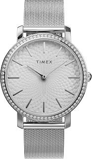 Women's Transcend Celestial 34mm Watch, Silver-Tone/Silver, One Size, 34 mm Transcend with Crystals 3-Hand Mesh Band Watch
