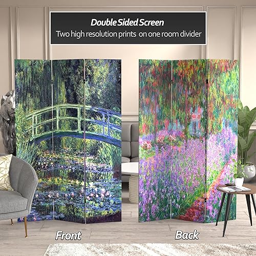 Miniatura 2 de Red Lantern 6 ft. Tall Double Sided Works of Monet Canvas Room Divider - Water Lily/Garden Lirio de agua/Jard,Jardín de Delicias,Obras de