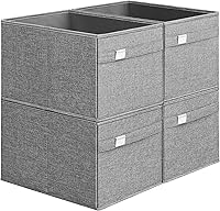 SONGMICS 4-Pack Extra Large 30L Storage Baskets - Foldable Fabric Bins for Closet Shelf Organizing, Easy Clean, Handles, Dove Gray UROB240G04