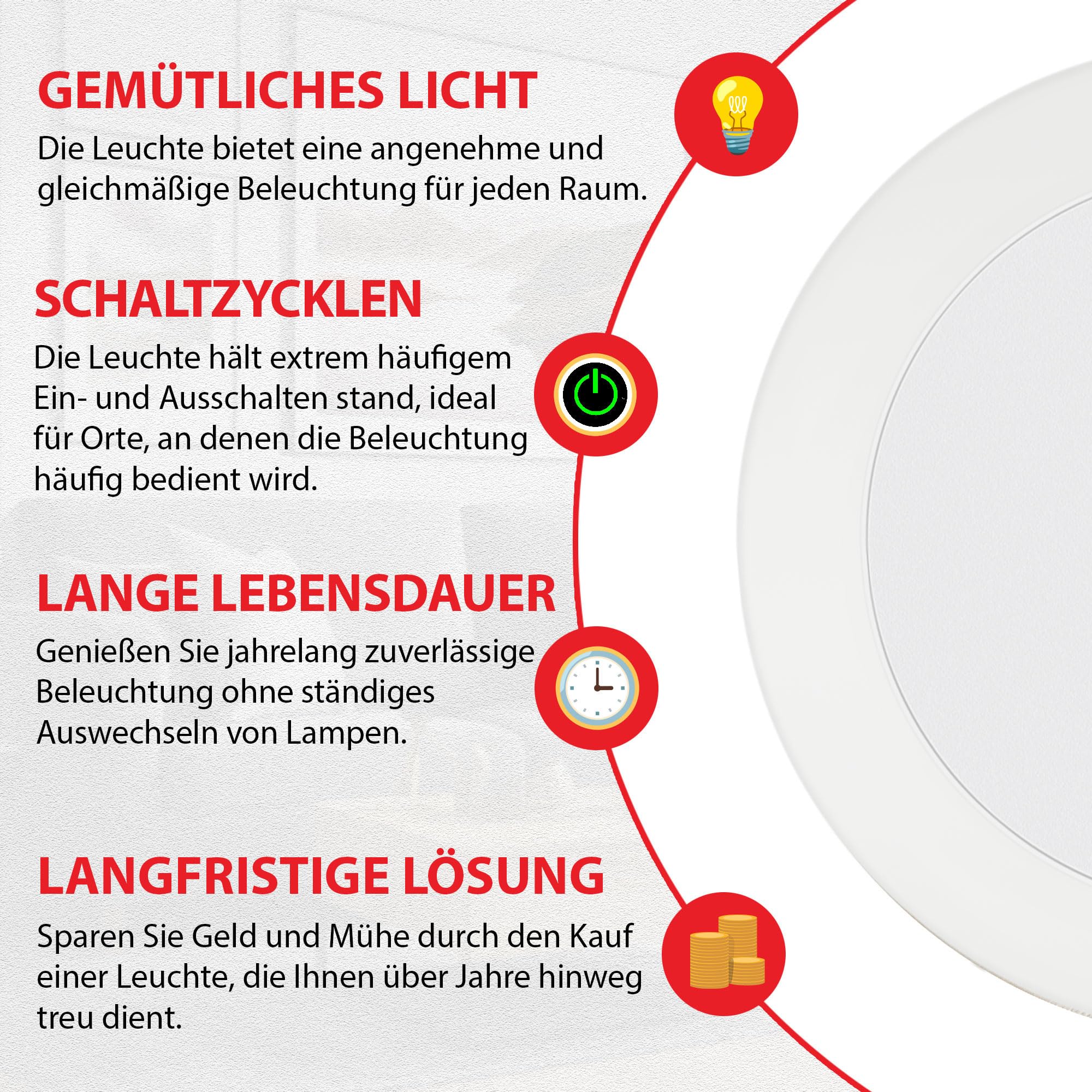 Maxkomfort LED Einbaustrahler flach 7W Dimmbar Bad weiß VENUS | IP44, 110°, 770 Lumen, 68mm| Warmweiß Neutralweiß Kaltweiß | Einbauspot, Deckenstrahler Deckenspot 12er SET