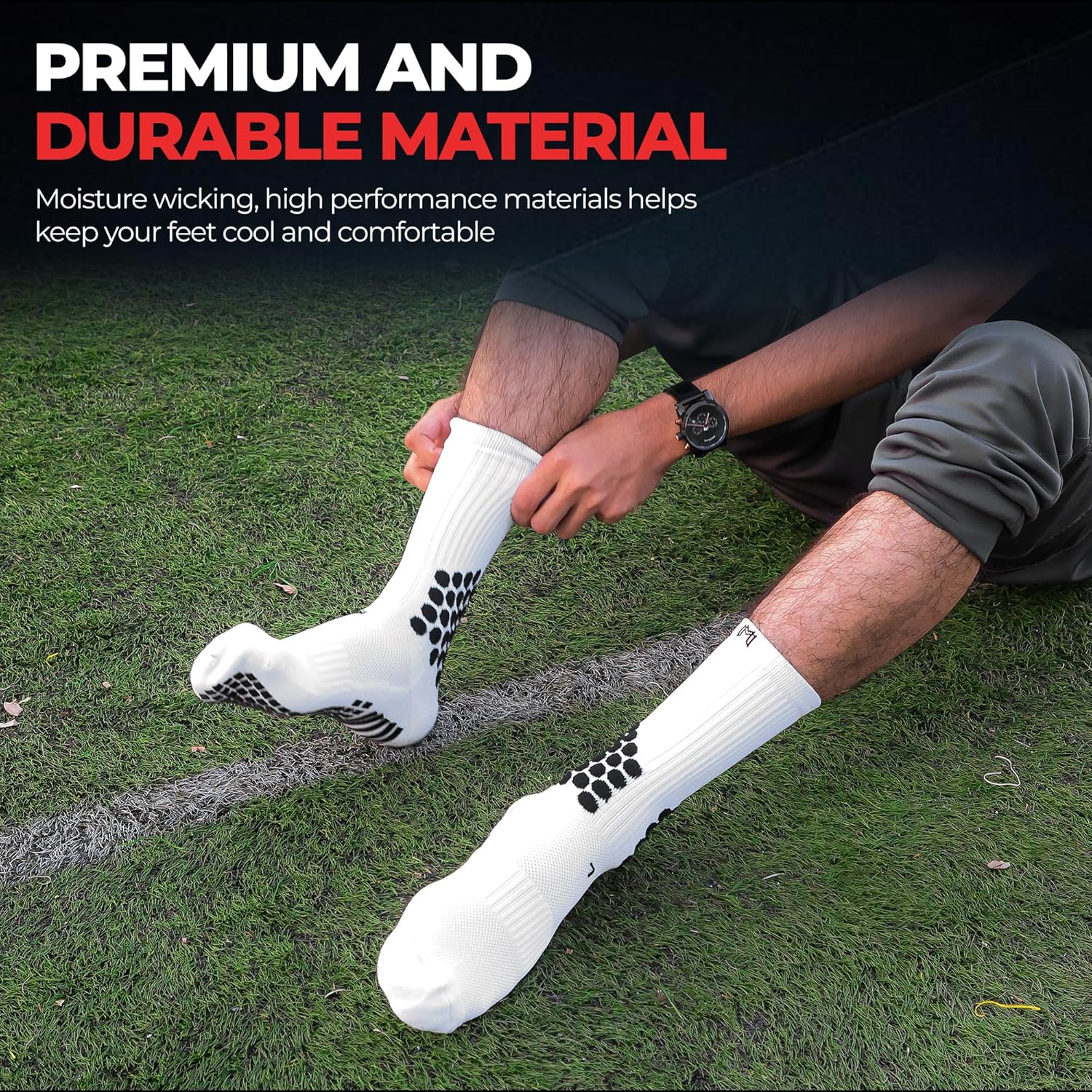 MediCaptain Ankle Protect Soccer Grip Socks + Padded Leg Sleeve and Shin Guards